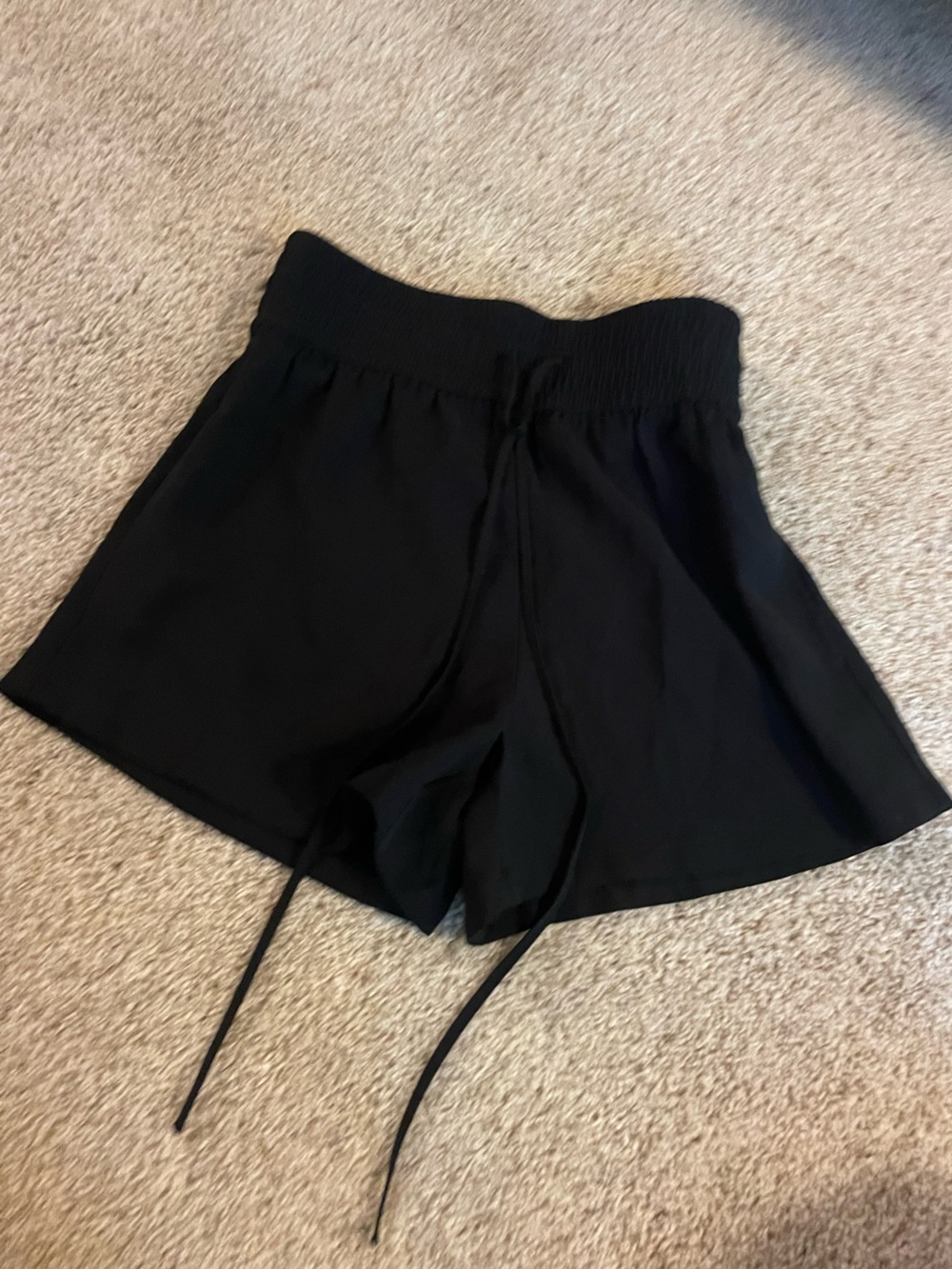 Women's Black Athletic Shorts with Drawstring Waist